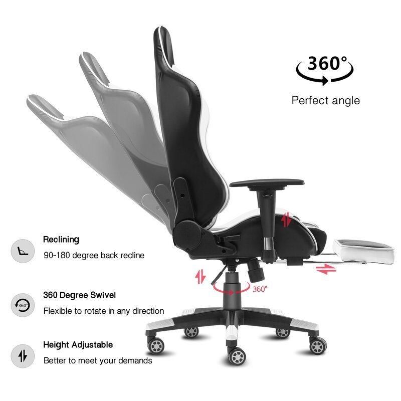 Desk Swivel Rolling High Back PU Leather Executive Gaming Chair with Footrest