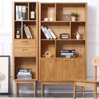 Nordic Oak Storage Shelf Small Apartment Bookshelf