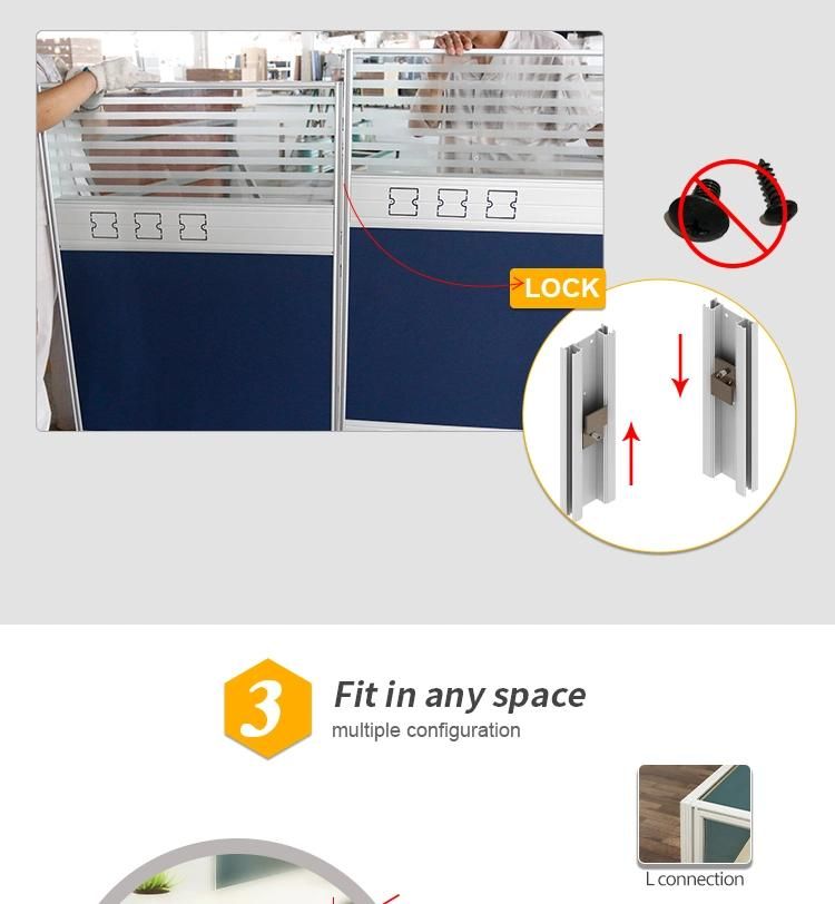 Customized T3 Series Used 32mm Thickness Partitions Modular One Side Office Cubicle 2 Person Workstation