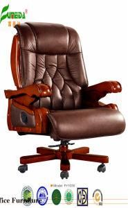 Swivel Leather Executive Office Chair with Solid Wood Foot (FY1035)
