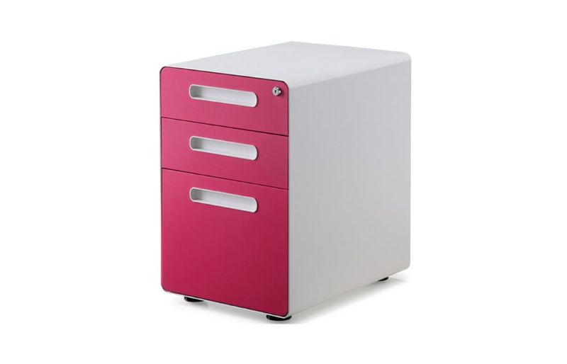 Round Edge 3 Drawer Mobile Pedestal Steel File Cabinet