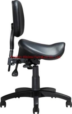 Three Lever Light Duty Mechanism Black PU Seat and Back with Backrest Saddle Office Chair