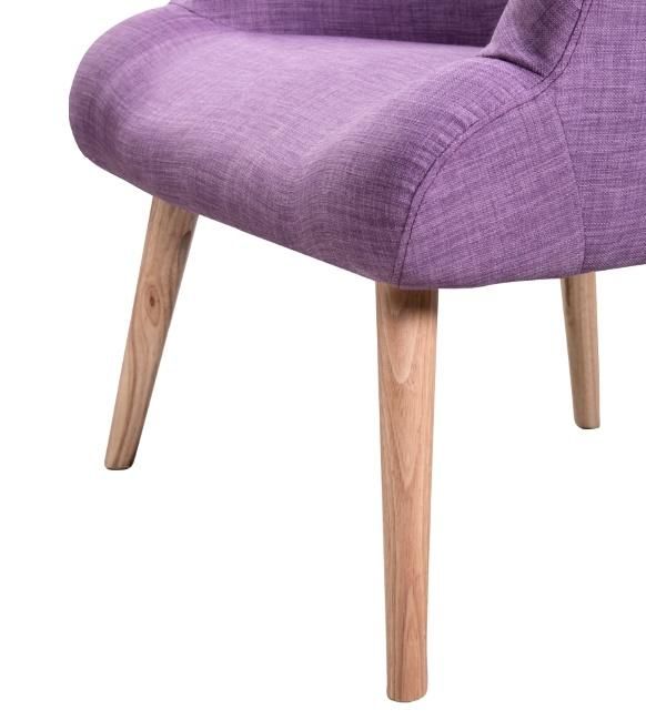 Nordic Sofa Chair Purple Color Fabric Arm Chair for Hotel Furniture