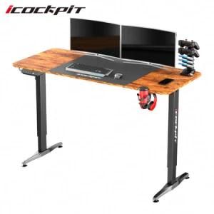 Icockpit Wholesale Metal Gaming Table Sit Stand Electric Adjustable Lift Adjustable Gamer Computer Desk