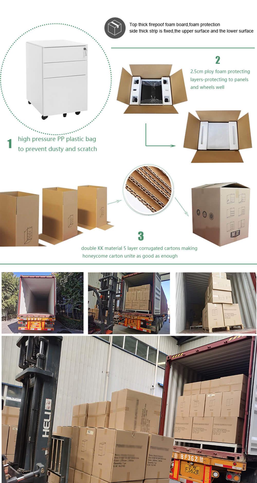 3 Drawer Assemble Mobile Metal Filing Cabinet