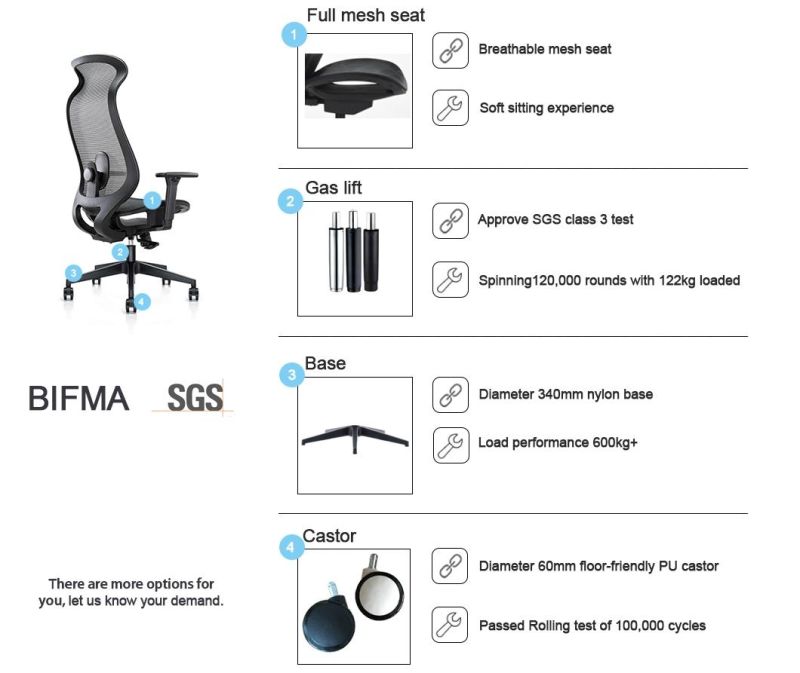 Imported Professional Airy Durable Office Mesh Approved BIFMA Seating Furniture