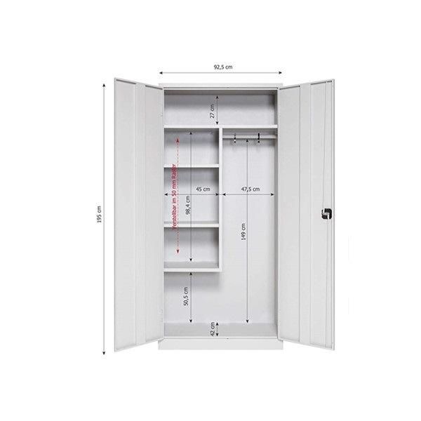 Three Point Locking Large Compartments Storage Cabinet Metal Cleaning Cabinet Broom Storage Cabinet Lemari Alat Kebersihan