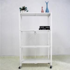 Office Furniture Fast Assemble in 20 Seconds Foldable Bookshelf with 4 Removable Wheels