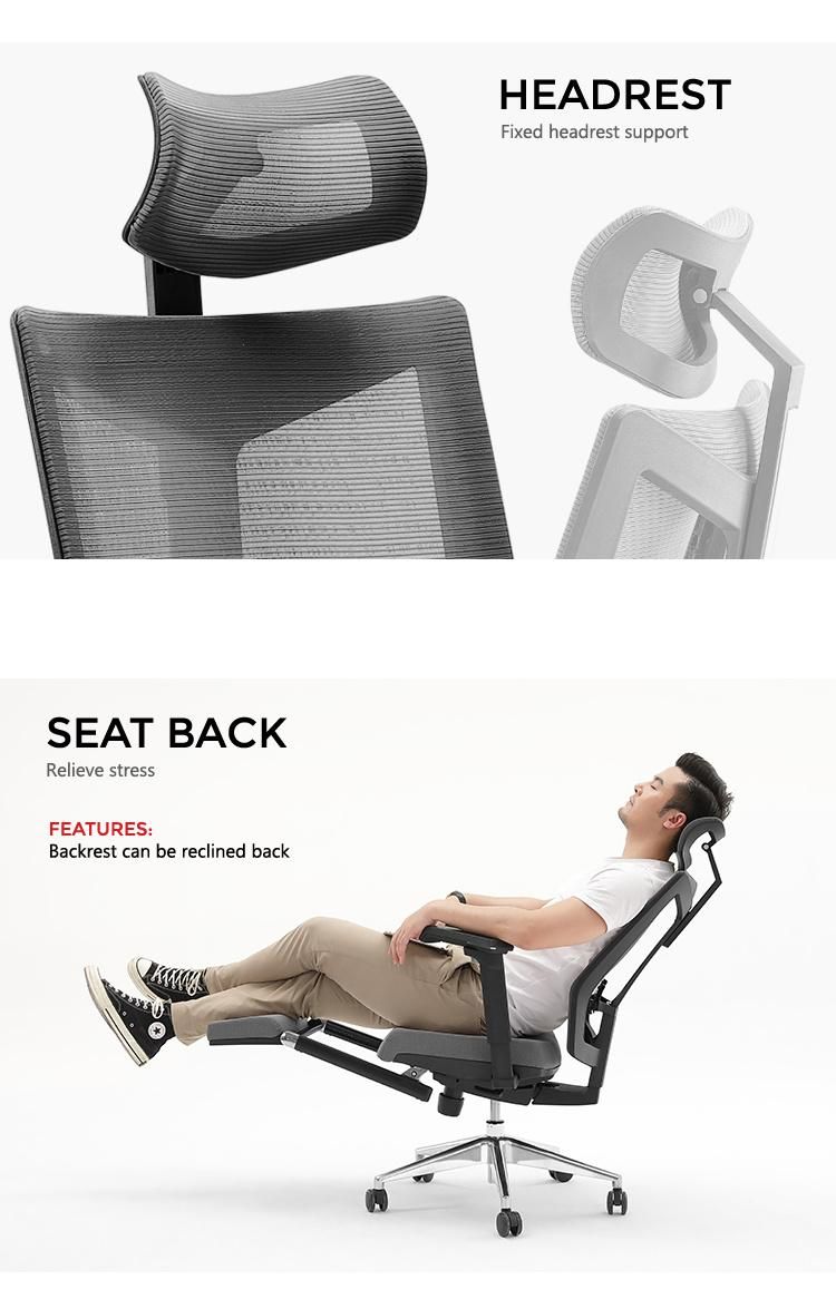 Mesh Fabric Ergonomics Footrest Adjustable Chair