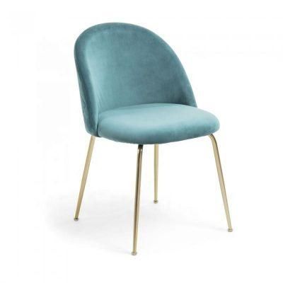 Wholesale Modern Luxury Fashion Colorful Classic Soft Velvet Fabric Upholstery Cafe Dining Chair with Metal Leg