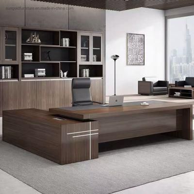 (SZ-ODR669) Luxury Modern European Office Boss Desk with L Shape Wooden Computer Side Cabinet