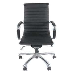 Black Home Swivel Chair with High Quality Vinyl Upholstered and Chrome Frame
