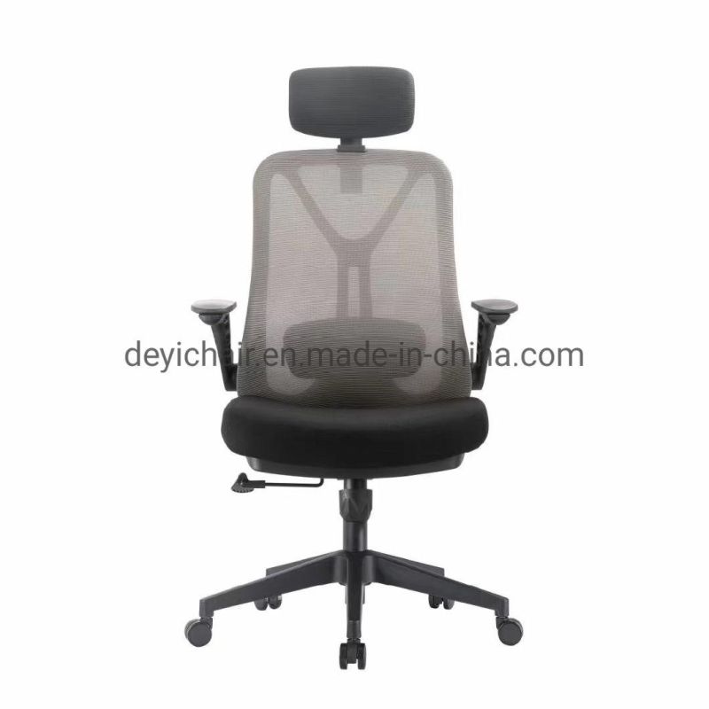 High Back Tilting Mechanism Black Nylon Base with PU Height Adjustable Arms with Fabric Upholstery Headrest Color Available Office Chair