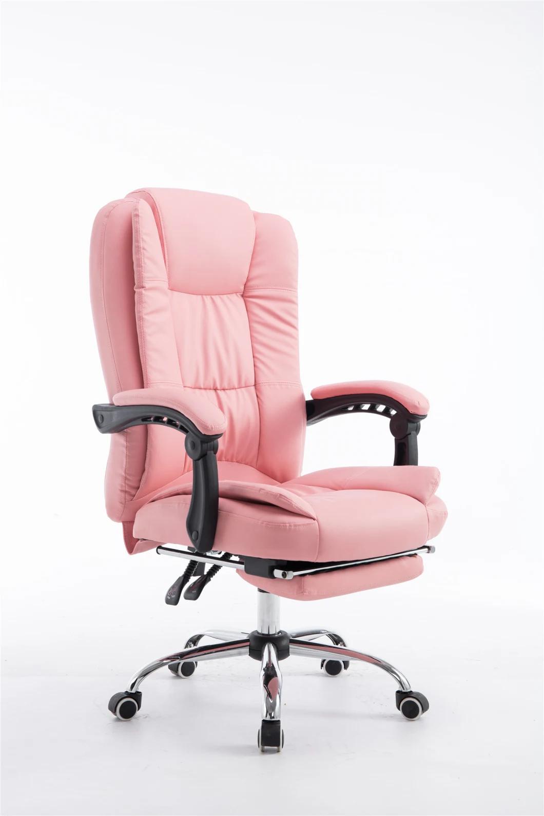 Luxury New Hot Selling High Back Pink PU Leather Ergonomic Boss Manager Computer Executive Ergonomic Office Chair for Lady
