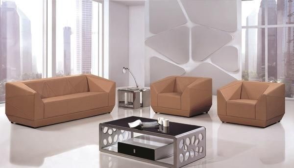 Tan Light Brown Color Corner Pure Leather Sectional Modern Style Sofa Set