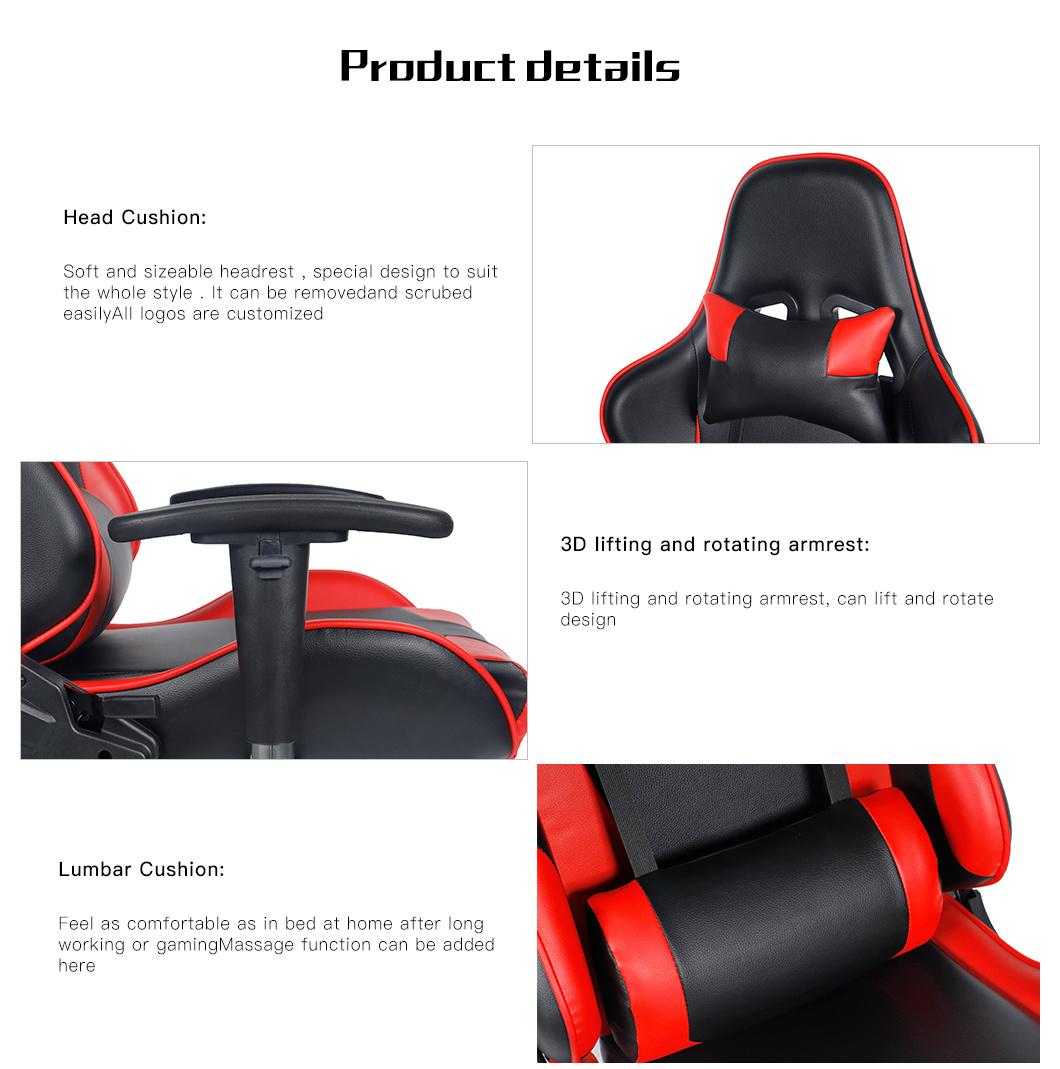 Racing Office Computer Chair Ergonomic Swivel with Massage Black&Red Gaming Chair