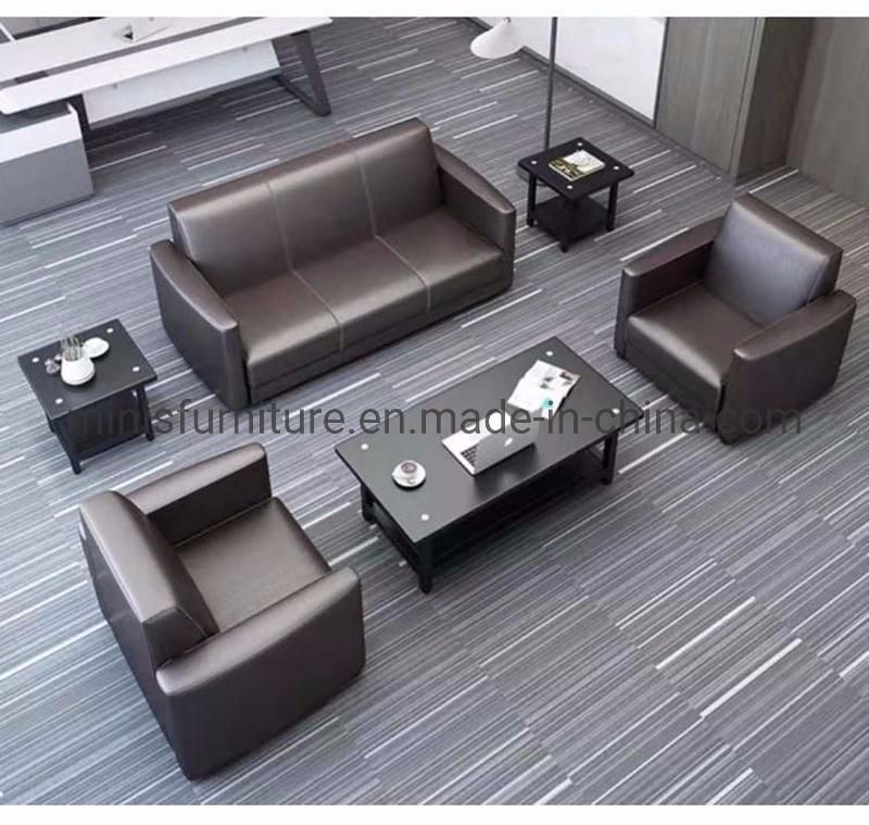 (M-SF29) Simple Manager Boss Office Sofa Commercial Visitors Negotiating Area Leather Wood Frame Sofa Tables Combination