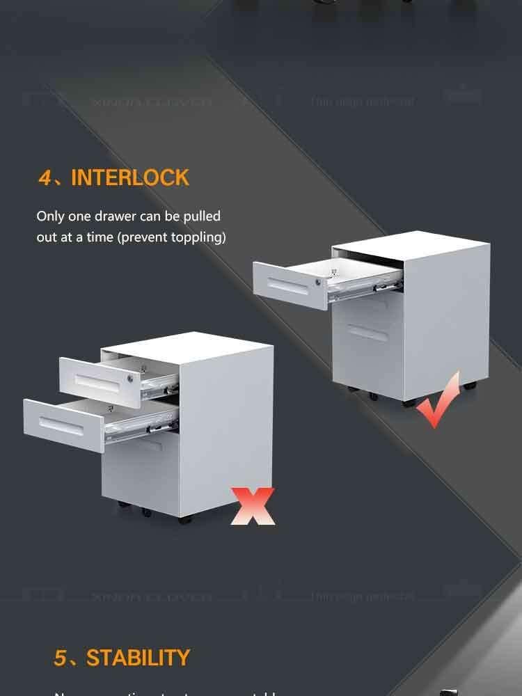 China Supplier Factory Price High Quality Office Equipment Steel 3 Drawer Metal Mobile Pedestal