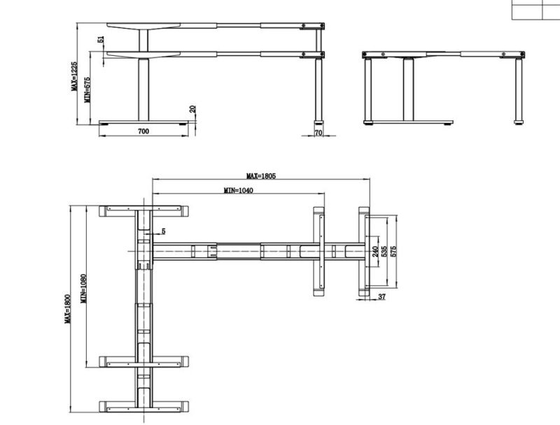 90 Degree L-Shaped Sit Stand Desk Workstation