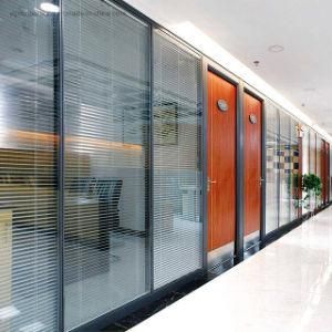 Commercial Double Glass Aluminum Office Partition with Manual or Automatic Blind Shutter