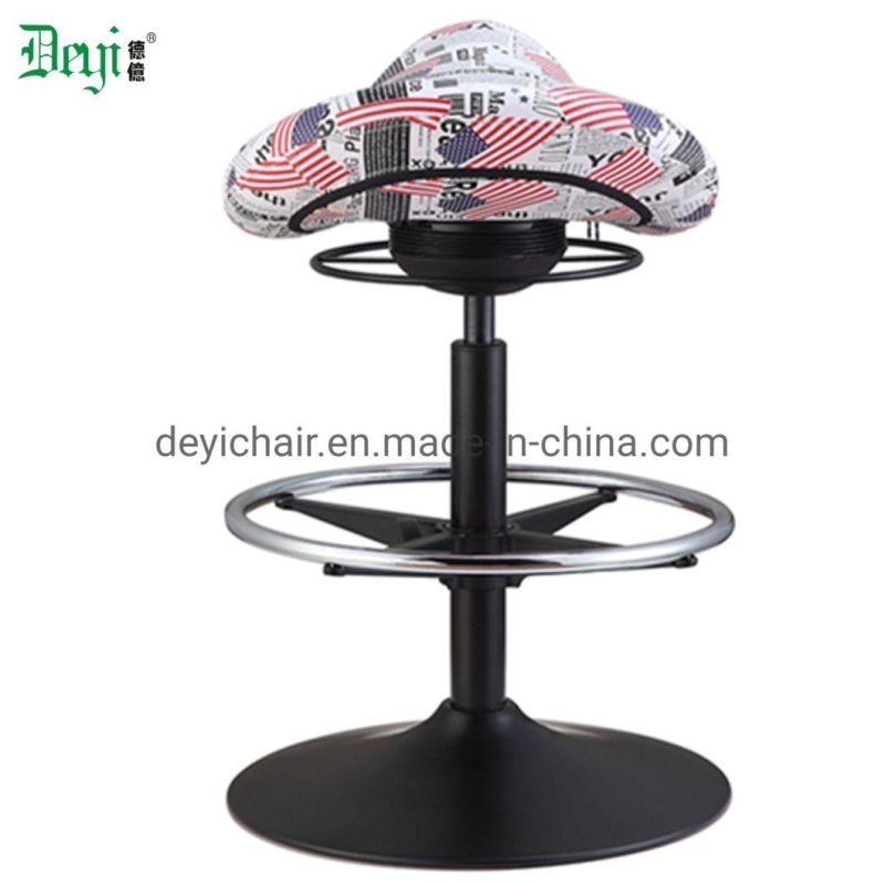 New Type Fabric Footring Available Chrome Fixed Base Saddle Seat Bar Chair