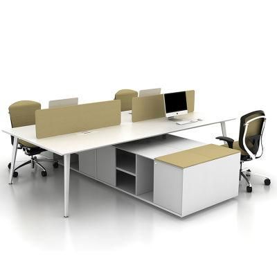 Melamine Office Desk Modular 4 Seat Desks Workstation with Cabinet