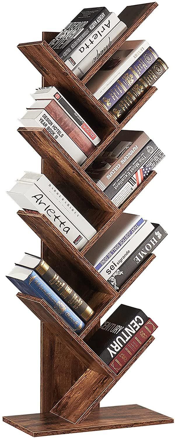 9-Shelf Tree Bookshelf Bookshelves Floor Standing Tree Bookcase in Living Room Home Office