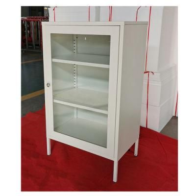 Fas-B01 Glass Door Display Bookcase Home Storage Cabinet White Metal Living Room Cabinet