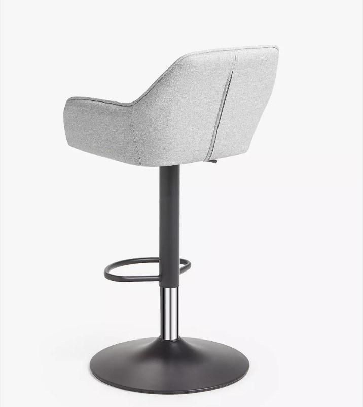 Grey Fabric Leisure Bar Chair Lounge Bar Stool with Painted Balck Base