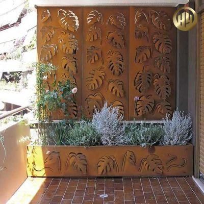 Rectangular Corten Steel Laser Cut Garden Decorative Screen Panel