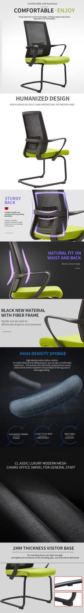 Fixed Home Furniture Modern Meeting Ergonomic Staff Office Mesh Chair