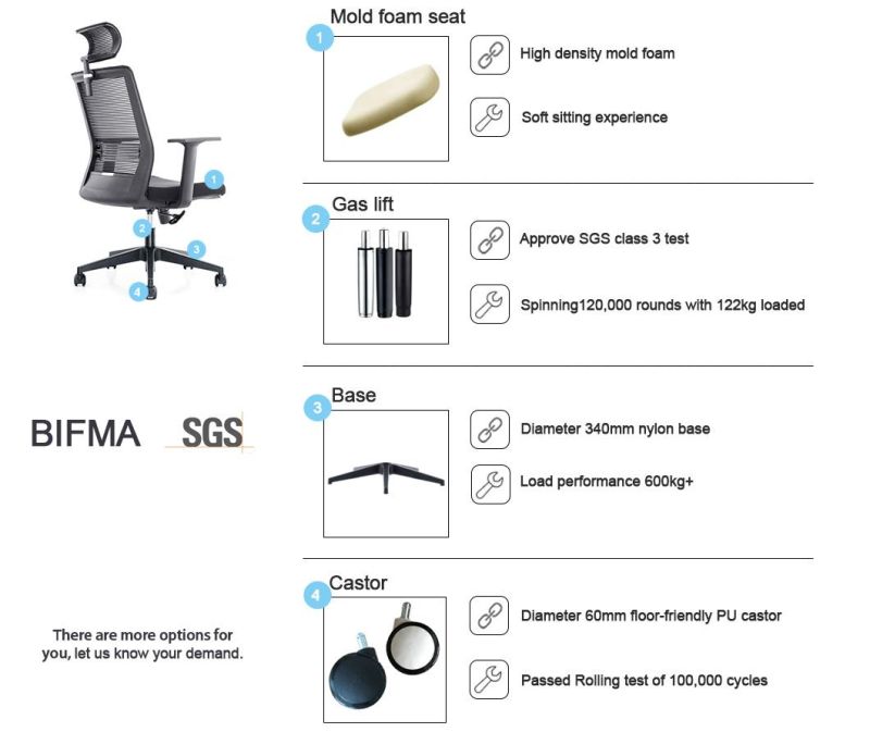 4 Position Locking Mech with Armrest Visitor Chair Office Furniture