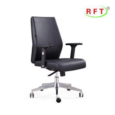 Hot Selling Black PU Genuine Leather Office Furniture Computer Task Chair