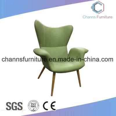Modern Furniture Green Leather Leisure Chair with Wooden Base