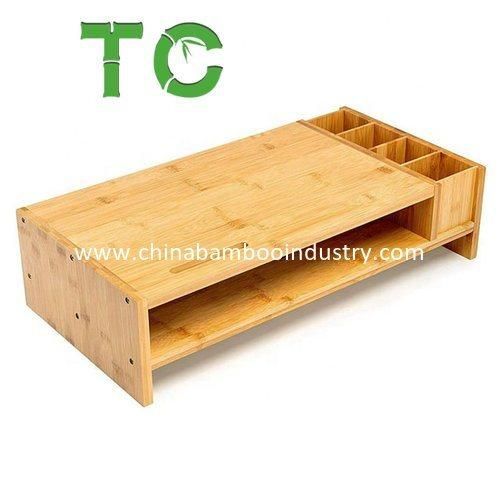 Wholesale 2 Tier Bamboo Monitor Stand Desk Organizer Computer Monitor Riser Stand Office Rack
