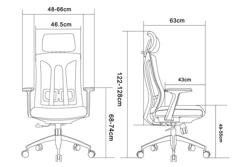 Executive Black High Back Mesh Office Chair Sillas De Oficina Adjustable Armrest Ergonomic Chairs
