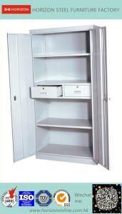 Steel High Storage Cabinet with Two Swinging Steel Doors and Two Drawers