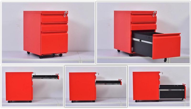 3 Drawer Mobile Pedestal Portable File Cabinet with Lock