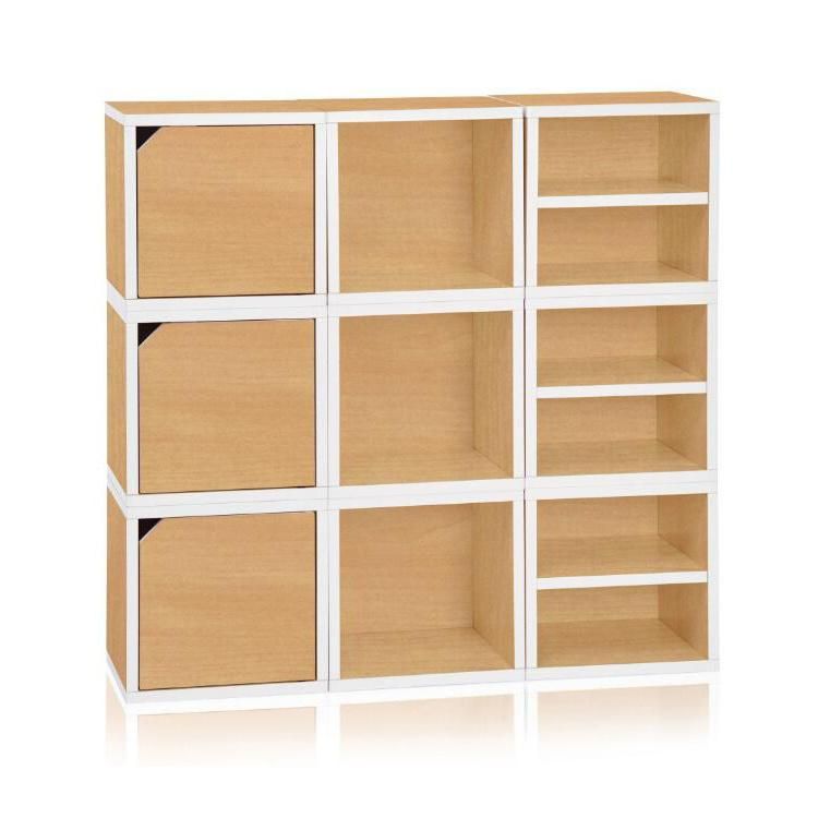 Large Size Wood Bookshelf, Three Color Bookcase with Three Layers