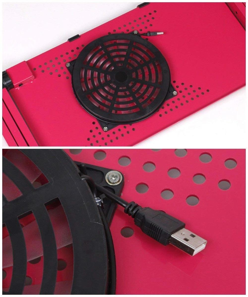 Portable Adjustable Aluminum Laptop Desk Stand Table Vented with CPU Fans Mouse Board