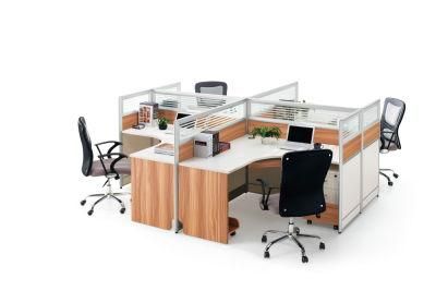 Modern L Shape Glass Aluminum Partition Office Workstation Office Table (M-W1809-4)