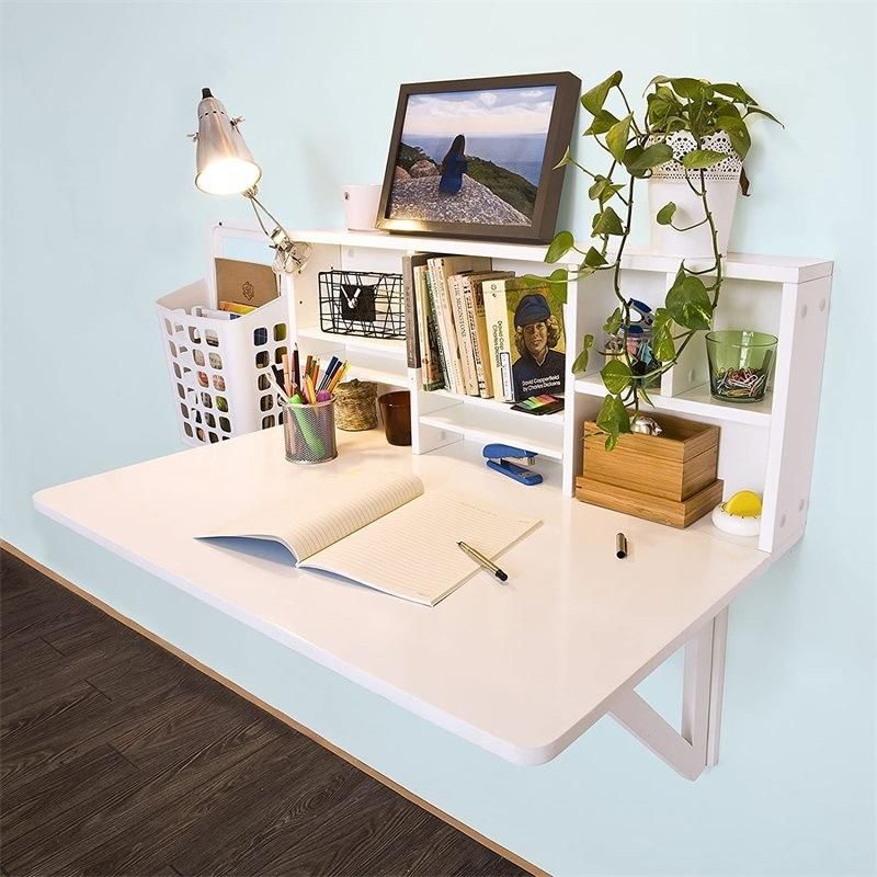 Foldable Wall Mounted Wood White Computer Table