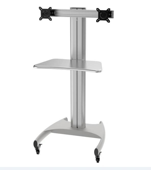 Mobile Computer Workstation Wheelbase 2-Monitor 10-24" with Power Rail