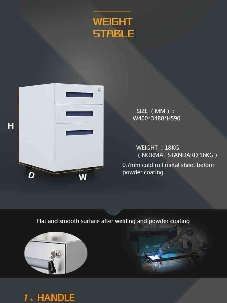 High Quality Fireproof Waterproof 3 Drawer Metal Wide Card Hon File Cabinet for Office Storage