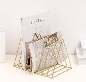 Triangle Gold Metal Magazine Racks Geometric Decoration