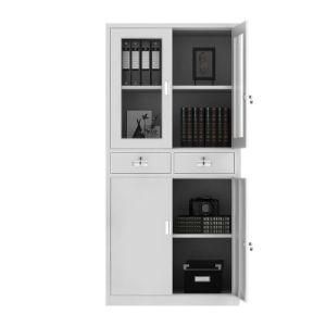 Middle 2 Bucket Instrument Cabinet File Cabinet Leather Cabinet Glass Pair Door with Lock Data Cabinet Financial File Cabinet Material Cabinet