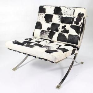 High Quality Single Seat Chair Pony Cowhide Leather Barcelona Sofa