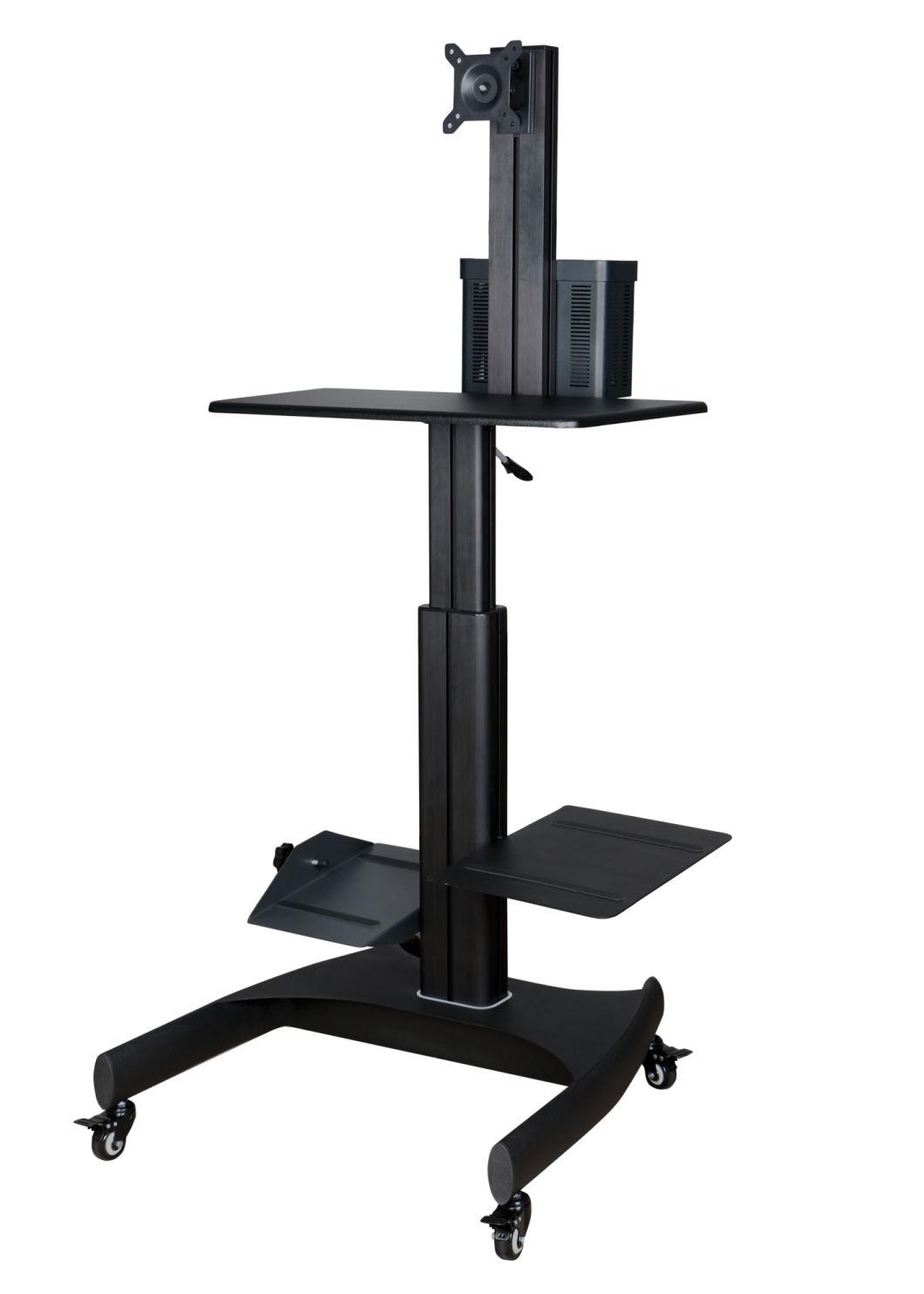 Mobile Computer Workstation Gas Lift with Single Monitor 10-24"