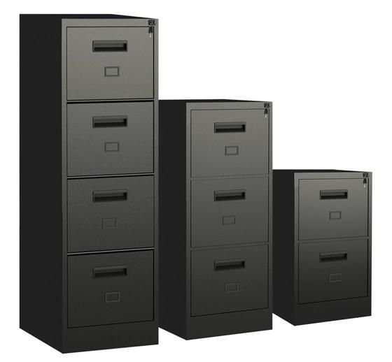 Light Grey Filing Cabinet with Black Handles