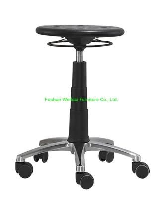 Mould PU Round Stool with Circle Simple Mechanism 140mm Gaslift 240mm Chrome Base with Nylon Caster Chair